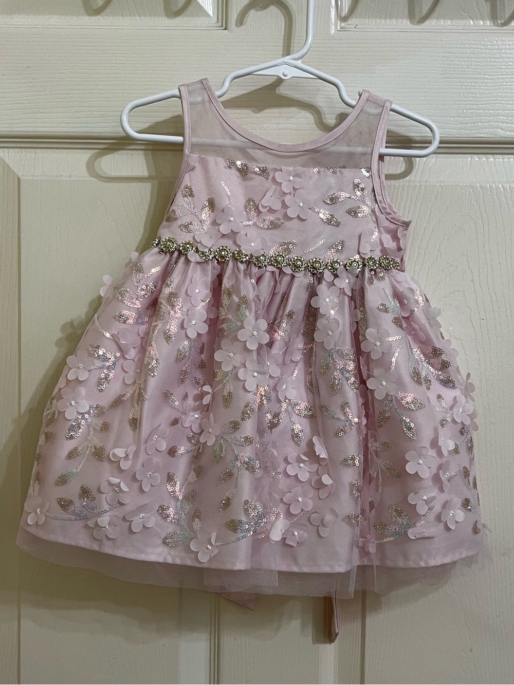 NWT Prima Biscotti Girls Pink Floral Embellished Party Dress